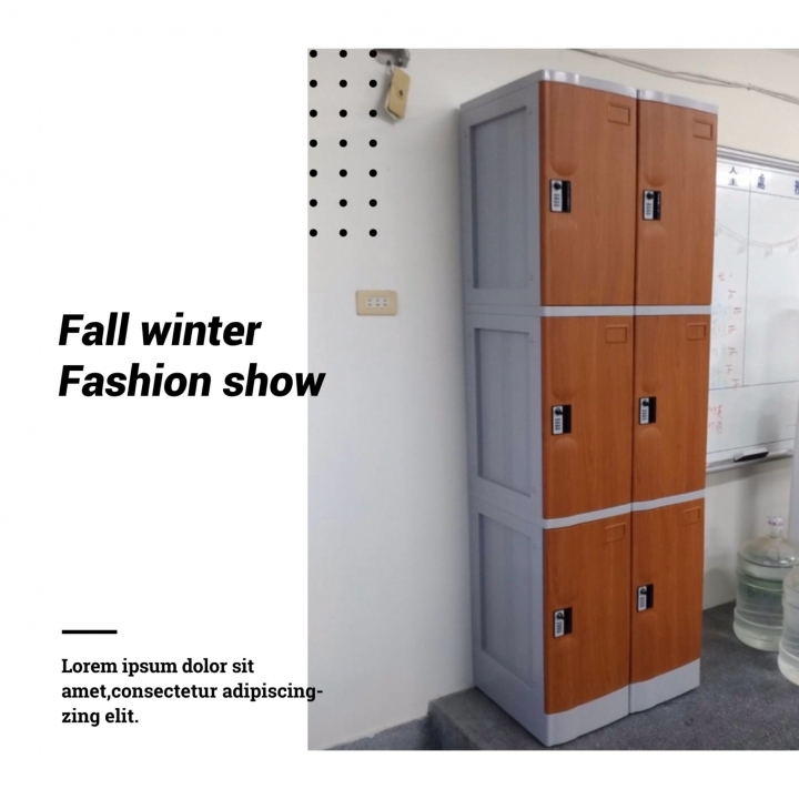 9人 ABS櫃-L 木紋門板-密碼鎖櫃